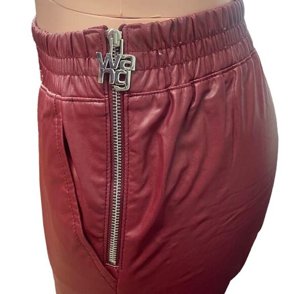 Alexander Wang Burgundy Faux Leather Cargo Jogger Pants - Picture 7 of 8